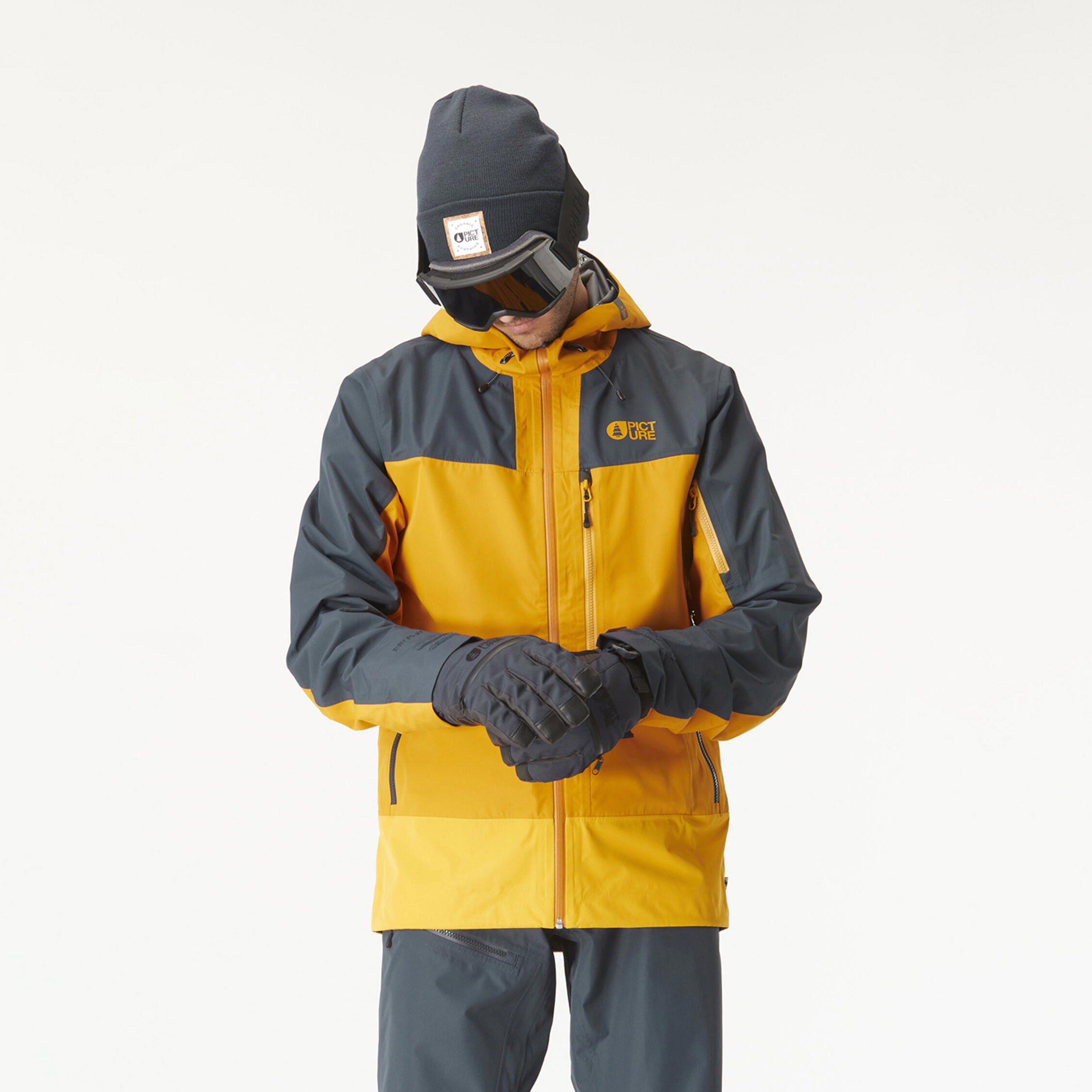 BROADER 3L JKT Camel-Dark Blue