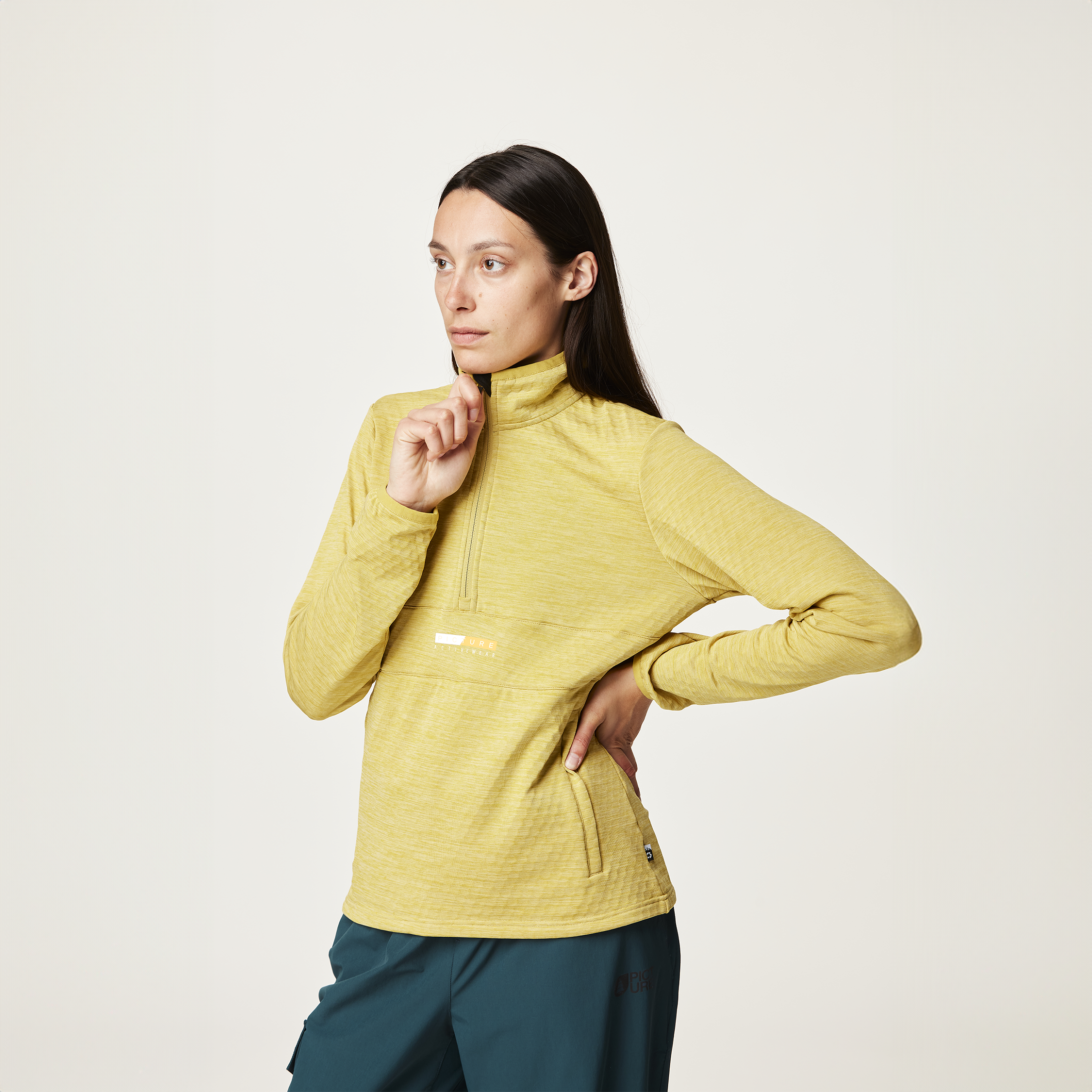 Technical fleeces TAHITA 1/4 GRID FLEECE Olivenite